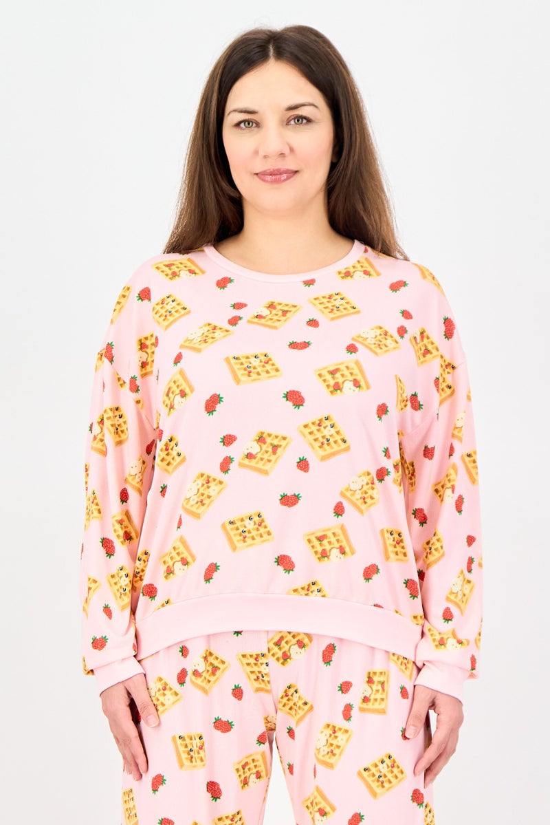 Kensie Women 2 Pcs Allover Print Long Sleeve Pyjama Set, Multicolor - Image 4