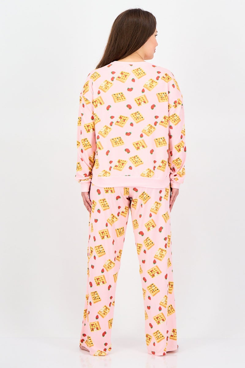 Kensie Women 2 Pcs Allover Print Long Sleeve Pyjama Set, Multicolor - Image 2