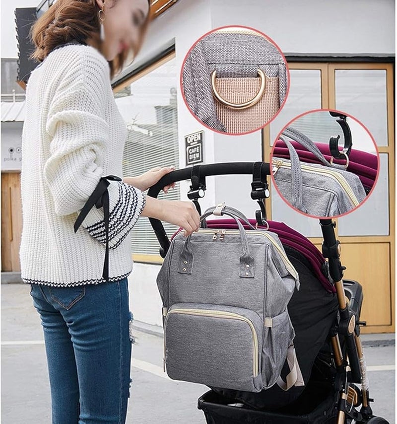 حقيبة مومياء كبيرة السعة مقاومة للماء للعناية بالطفل لحقيبة حفاضات التمريض اللون D - Image 4