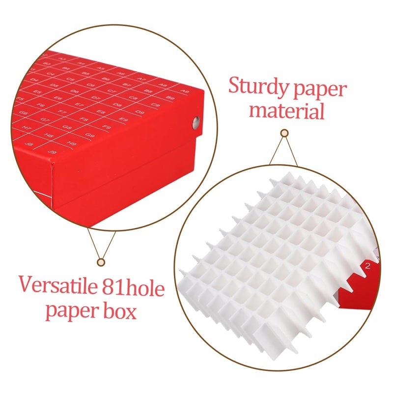 BESTYASH 81grid Cardboard Cryogenic Storage Box Slots Paper Vial Holder for Freezing Samples Fliptop Design for Easy Access for Laboratory Use - Image 3