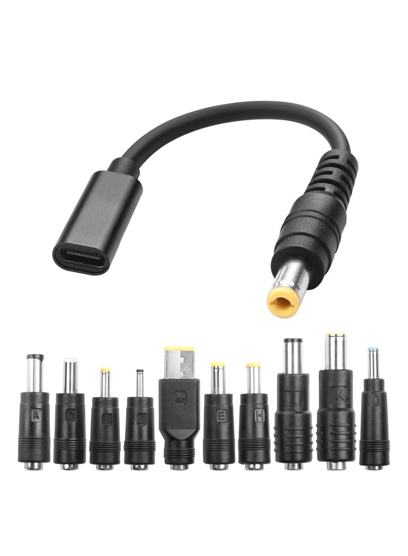 SANMUGEED USB to DC Adapters Cable, Type-C Female to DC PD 65W Power Charging Cable, Barrel PD Trigger Cable (4.9ft) with 10 Connector Power Plug Kit fit for Laptop (16cm) - Image 1