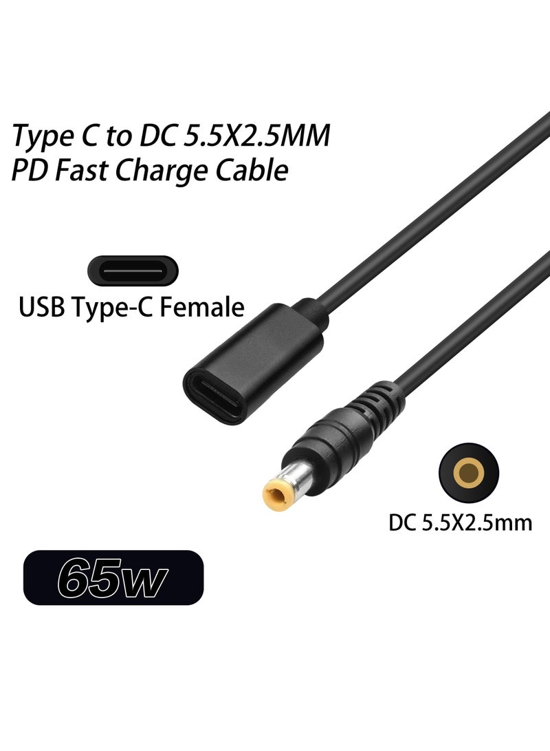 SANMUGEED USB to DC Adapters Cable, Type-C Female to DC PD 65W Power Charging Cable, Barrel PD Trigger Cable (4.9ft) with 10 Connector Power Plug Kit fit for Laptop (16cm) - Image 3