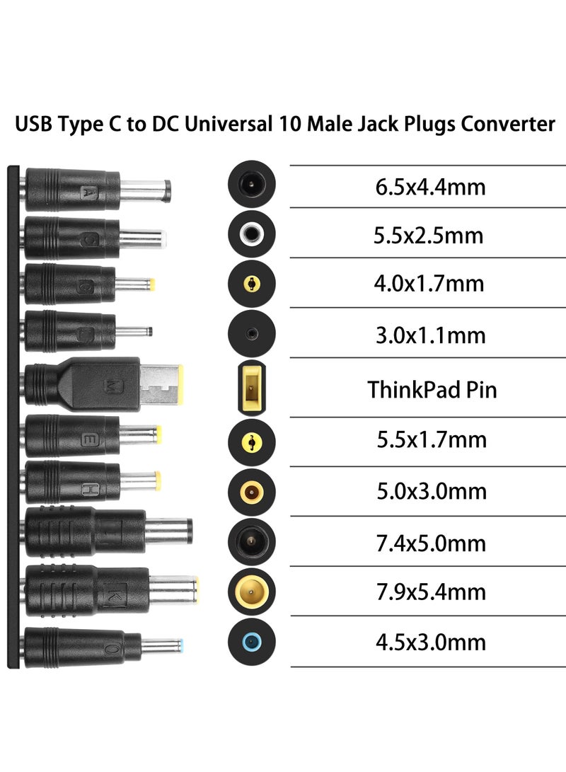 SANMUGEED USB to DC Adapters Cable, Type-C Female to DC PD 65W Power Charging Cable, Barrel PD Trigger Cable (4.9ft) with 10 Connector Power Plug Kit fit for Laptop (16cm) - Image 2