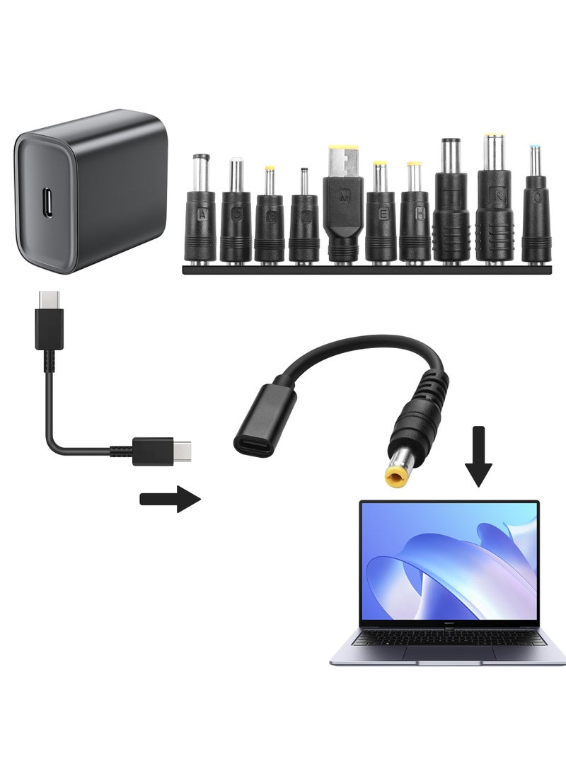SANMUGEED USB to DC Adapters Cable, Type-C Female to DC PD 65W Power Charging Cable, Barrel PD Trigger Cable (4.9ft) with 10 Connector Power Plug Kit fit for Laptop (16cm) - Image 4