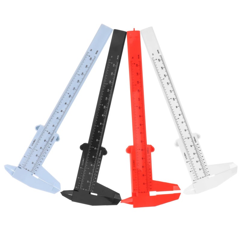 4pcs Plastic Vernier Caliper Slide Ruler Measuring Tool Set Blue - Image 2
