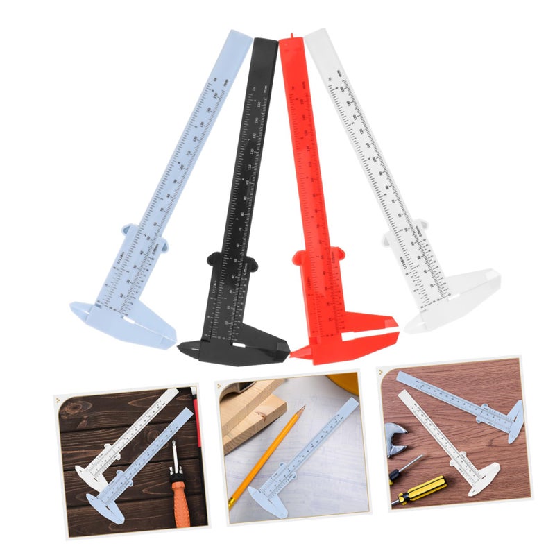 4pcs Plastic Vernier Caliper Slide Ruler Measuring Tool Set Blue - Image 5