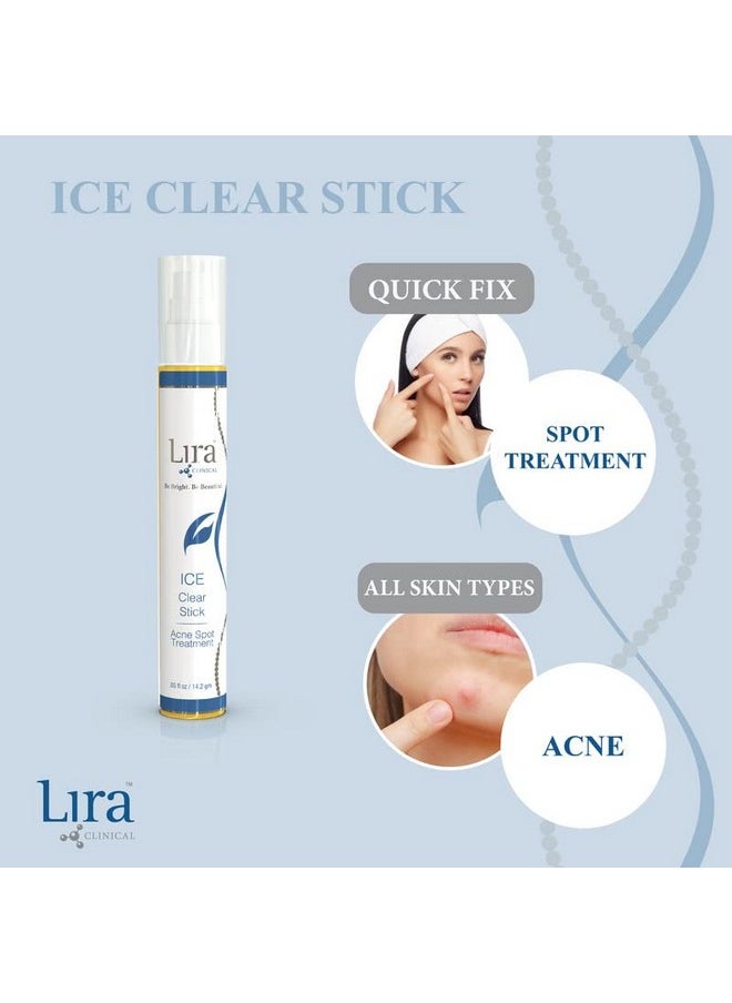 LIRA CLINICAL - Ice Clear Stick Onthego Acne Spot Treatment Stick Infused With Salicylic Acid & Collagen Peptides Quick Fix Pimple Stick To Combat Breakouts & Reduce Redness 0.5 Fl Oz - Image 1
