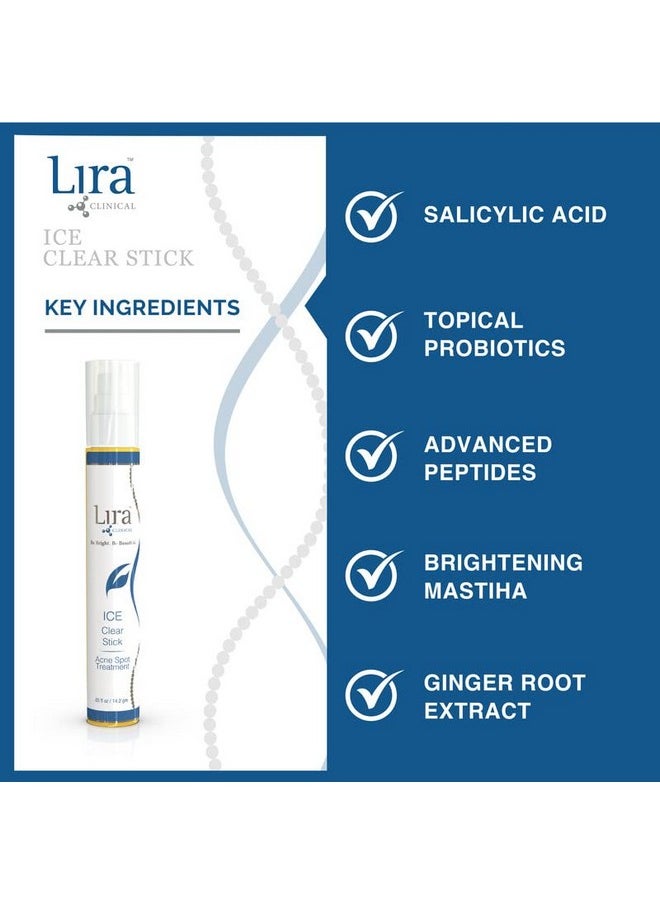 LIRA CLINICAL - Ice Clear Stick Onthego Acne Spot Treatment Stick Infused With Salicylic Acid & Collagen Peptides Quick Fix Pimple Stick To Combat Breakouts & Reduce Redness 0.5 Fl Oz - Image 1