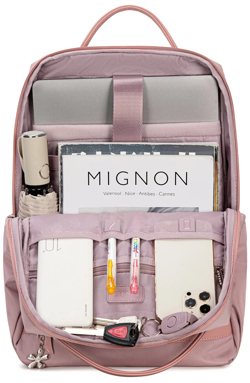 Chantria Pale Mauve Premium Lightweight Laptop backpack for Women Water Resistant Multifunctional Anti-Theft Daypack with Separate Laptop Compartment, CB00639, Pale Mauve for Women | Best Price UAE
