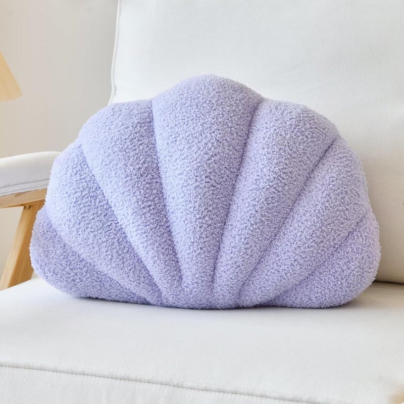 Lfsaaj Lavender Seashell Throw Pillows, Shell Shaped Throw Pillows, 13 Inch Soft Home Decorative Pillow Plush Cushion for Bed Couch Living Sofa Room Decor Accent Throw Pillow - Image 1