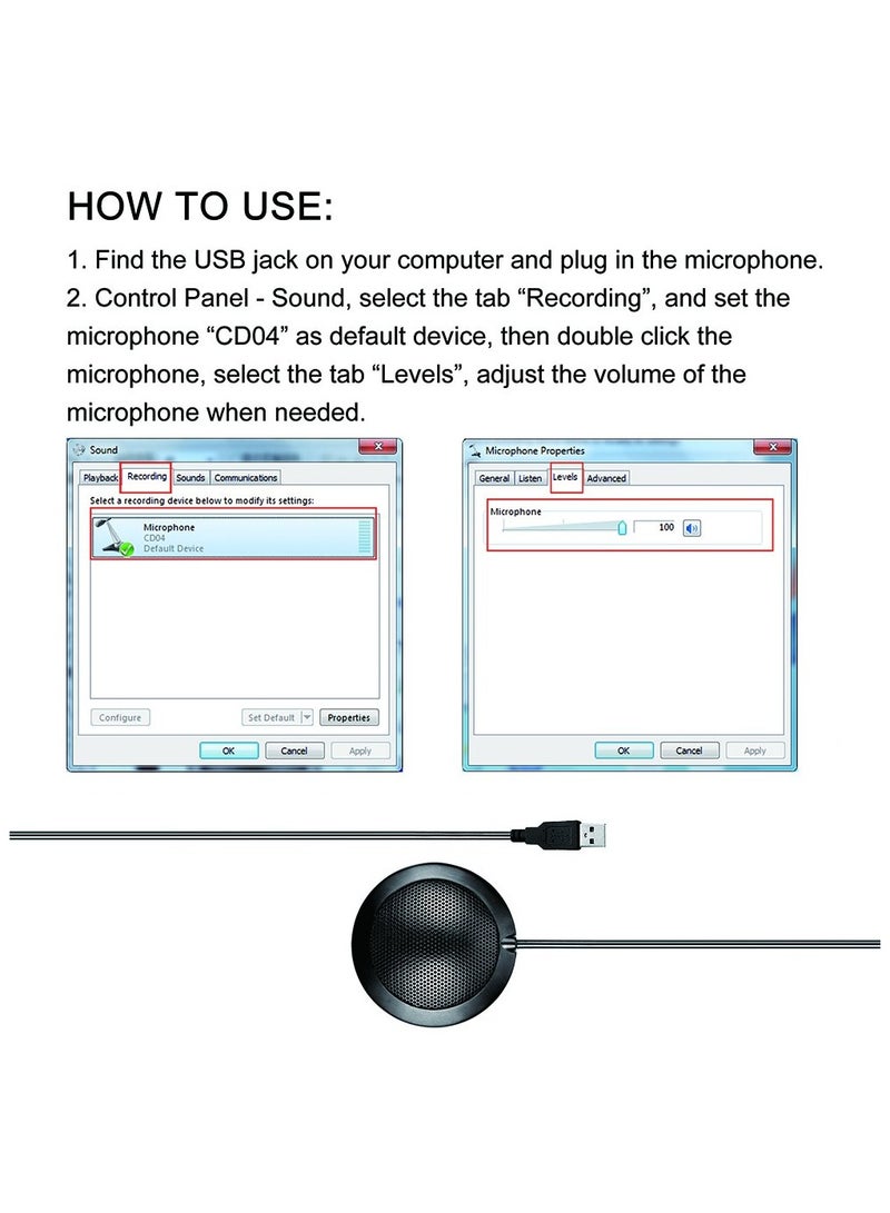 erorex Stereo Microphone Omnidirectional Condenser Mic USB Connector for Meeting Business Conference Desktop Computer - Image 4