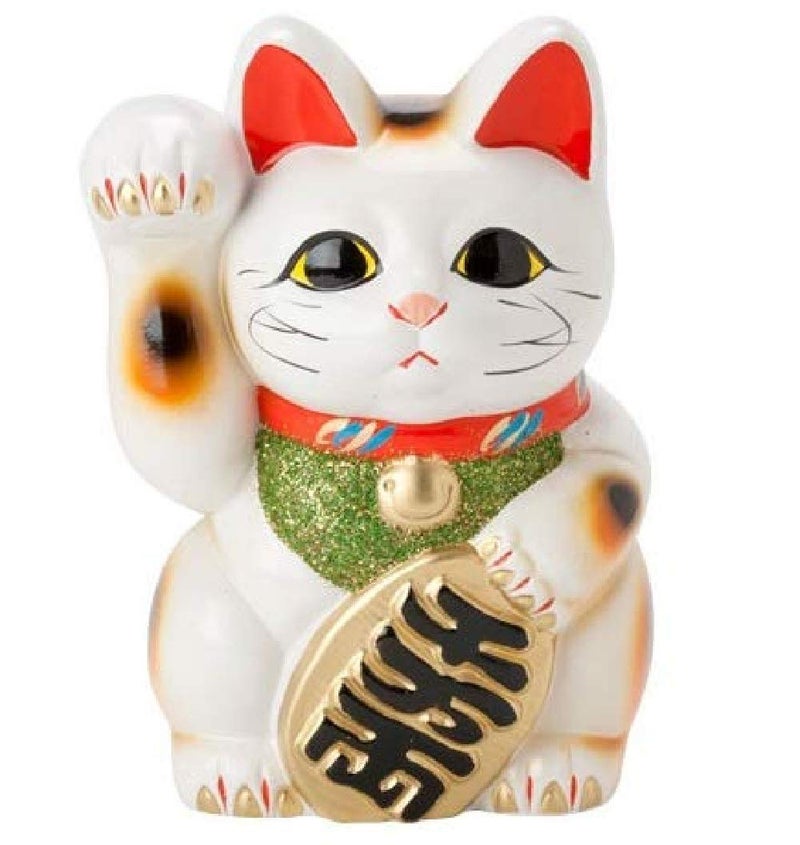 Tokoname Ware Made in Japan Lucky Cat 75 Tokoname Porcelain White Maneki Neko Right Hand 
