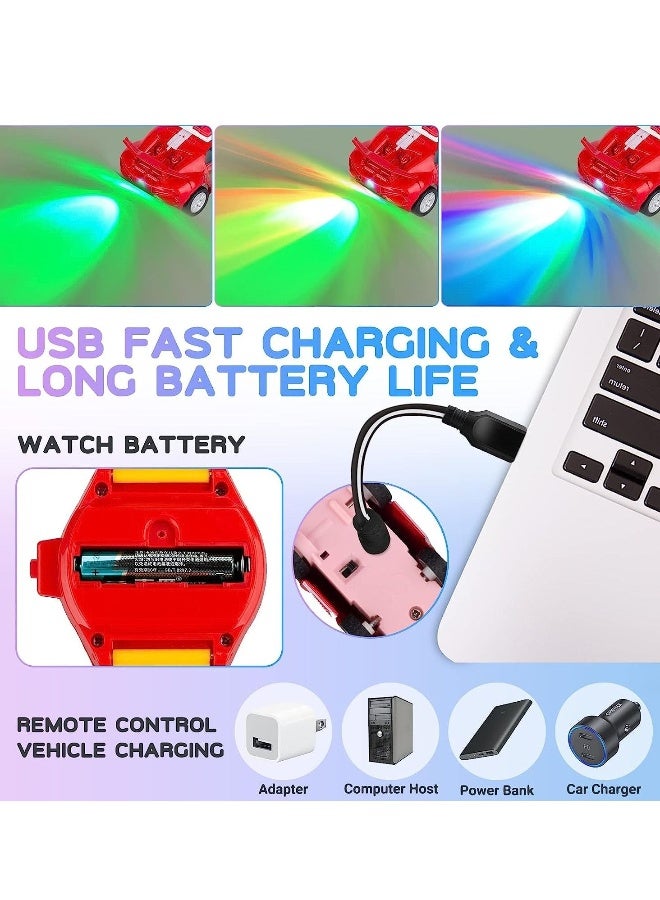 Watch Remote Control Car Toy, 2022 New Mini Remote Control Car Watch Toys, 2.4 GHz Cartoon RC Watch Racing Car, USB Charging Remote Control Car, Watch RC Car for Boys Girls Birthday Gift, Red - Image 2
