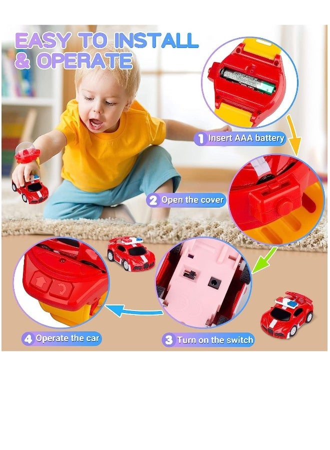 Watch Remote Control Car Toy, 2022 New Mini Remote Control Car Watch Toys, 2.4 GHz Cartoon RC Watch Racing Car, USB Charging Remote Control Car, Watch RC Car for Boys Girls Birthday Gift, Red - Image 1