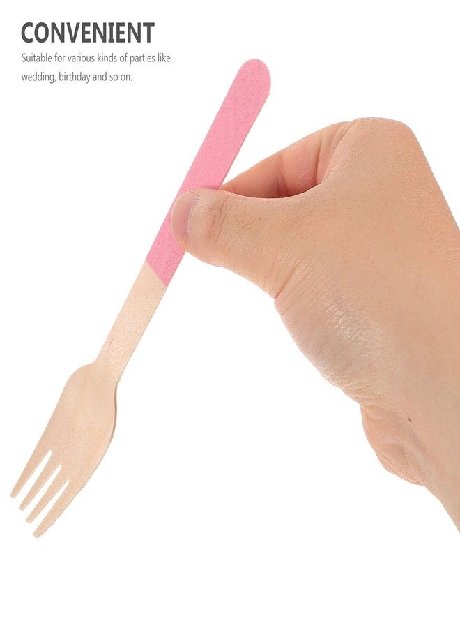 PRETYZOOM Disposable Wood Cutlery Set, 24pcs Pink Flatware Including Spoons, Forks, Knives, Pink Utensils Set for 8, for Girls Birthday, Baby Shower, Tea Party, Outdoor Picnic - Image 5