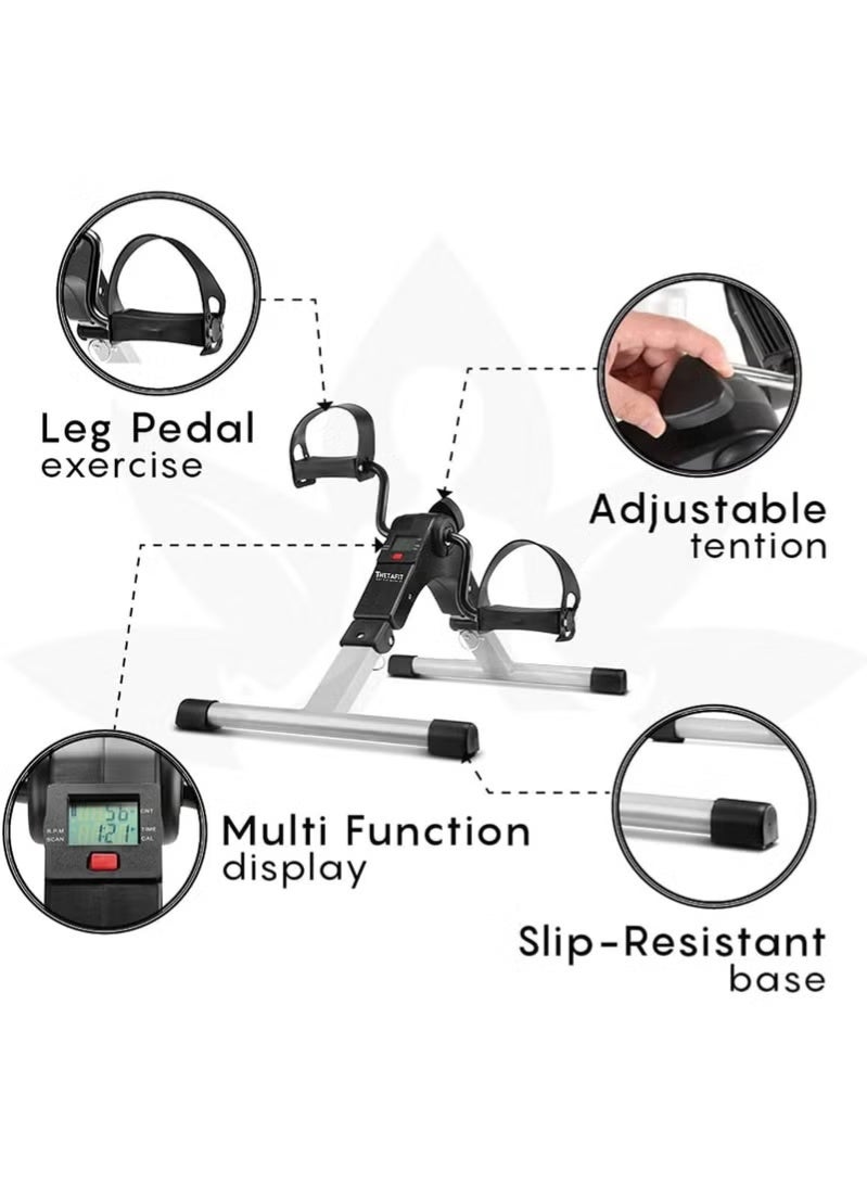 GENNEXT Mini Portable Folding Pedal Exerciser for Arms & Legs, LCD Display, Adjustable Resistance, Foldable Fitness Bike for Home, Seniors, Under Desk Workout - Image 2