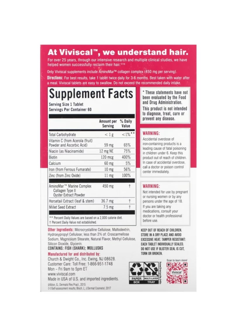 Viviscal Hair Growth Supplement 60 Tablets - Image 2