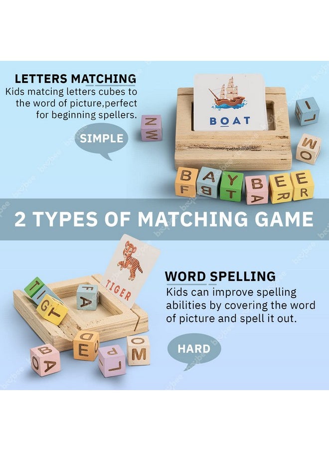 BAYBEE Baybee Alphabet Puzzle for Kids Alphabet Spelling & Reading Words with 26 Flash Cards, 8 Wooden Blocks and Stand | ABC Alphabet Early Learning Educational Puzzle for Boys Girls Kids Age 3-8 Years  - Image 3