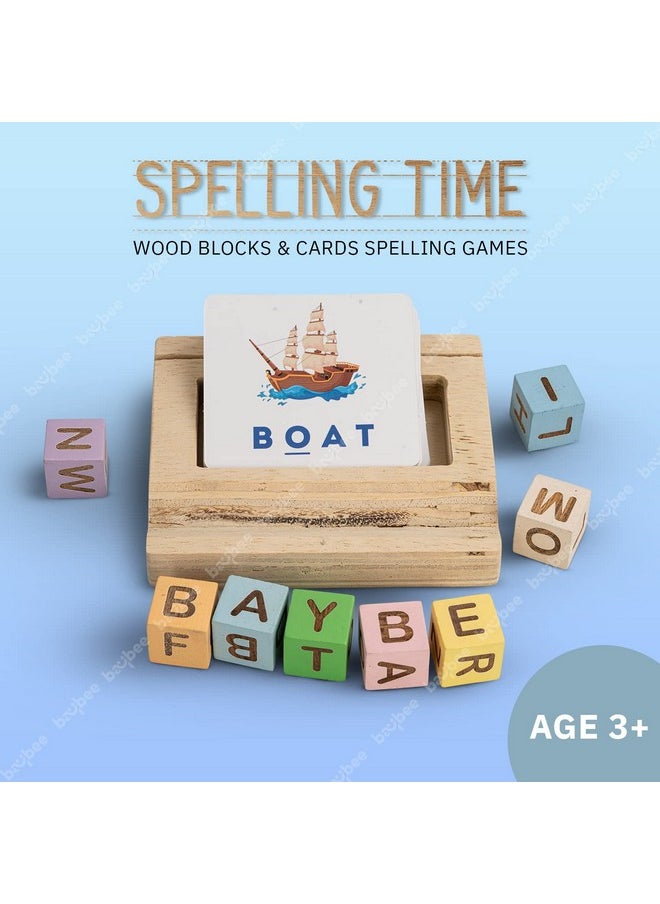 BAYBEE Baybee Alphabet Puzzle for Kids Alphabet Spelling & Reading Words with 26 Flash Cards, 8 Wooden Blocks and Stand | ABC Alphabet Early Learning Educational Puzzle for Boys Girls Kids Age 3-8 Years  - Image 2