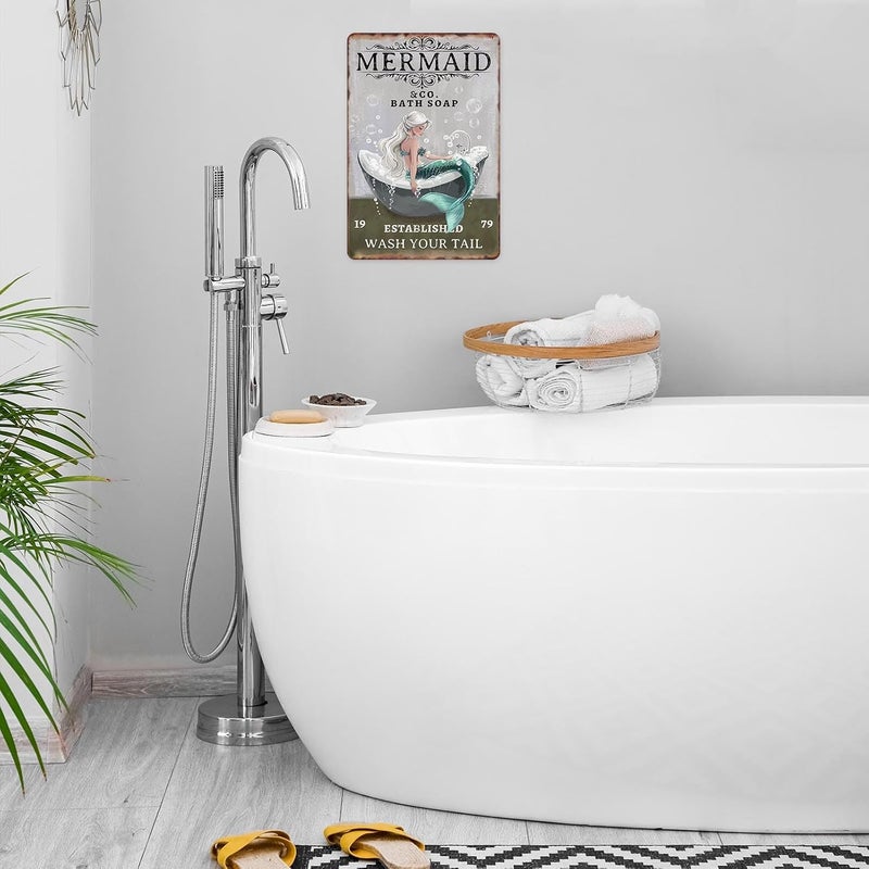Sanwarm Metal Sign 8X12 Inch, Mermaid Vintage Tin Sign Wall Art Decor for Home, Living Room, Office, Hotel, Bathroom, Toilet Decoration - Image 5
