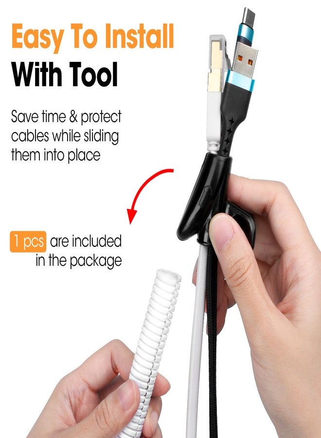 YesBes 50 FT Wire Loom 1/2 Inch, Split Wire Loom Tubing Wire Conduit with Installation Tool, Flexible Wire Protector Tubing - White - Image 4