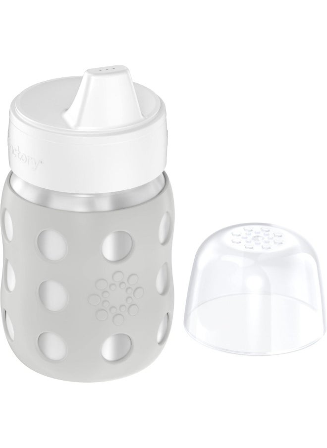 lifefactory Lifefactory 8 Ounce Stainless Steel Vacuum Insulated Wide Neck Baby Bottle with Hard Sippy, Stone Gray  - Image 3