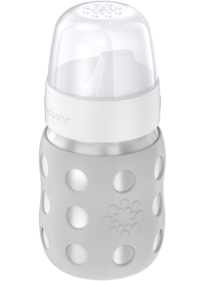 lifefactory Lifefactory 8 Ounce Stainless Steel Vacuum Insulated Wide Neck Baby Bottle with Hard Sippy, Stone Gray  - Image 2