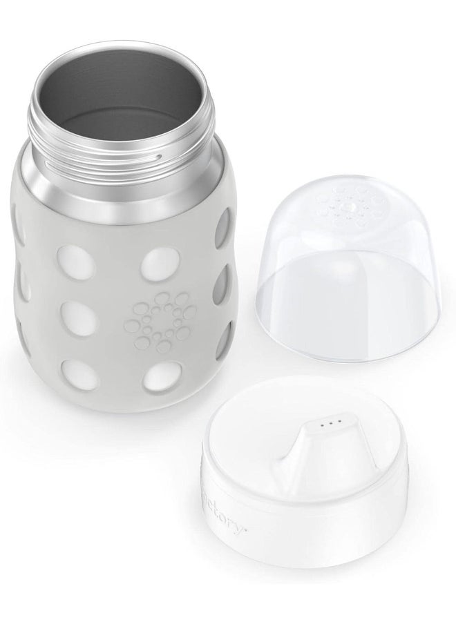 lifefactory Lifefactory 8 Ounce Stainless Steel Vacuum Insulated Wide Neck Baby Bottle with Hard Sippy, Stone Gray  - Image 4