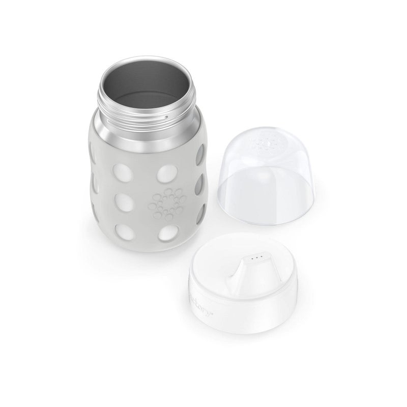 Lifefactory 8-Ounce Stainless-Steel Vacuum-Insulated Wide-Neck Baby Bottle with Hard Sippy, Stone Gray, LS2221WCG4 - Image 2
