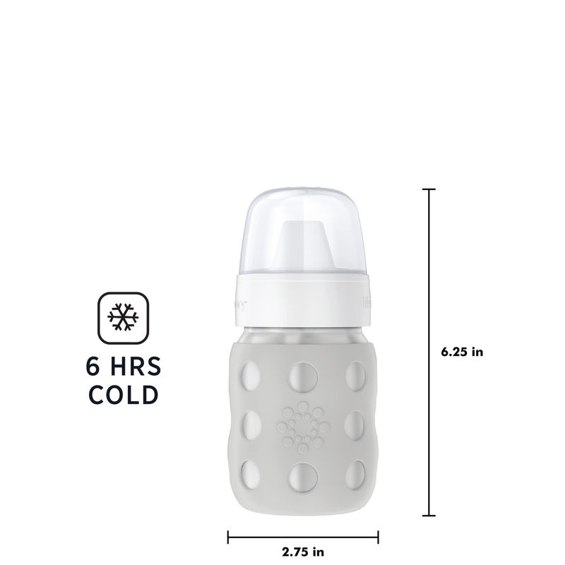 Lifefactory 8-Ounce Stainless-Steel Vacuum-Insulated Wide-Neck Baby Bottle with Hard Sippy, Stone Gray, LS2221WCG4 - Image 3