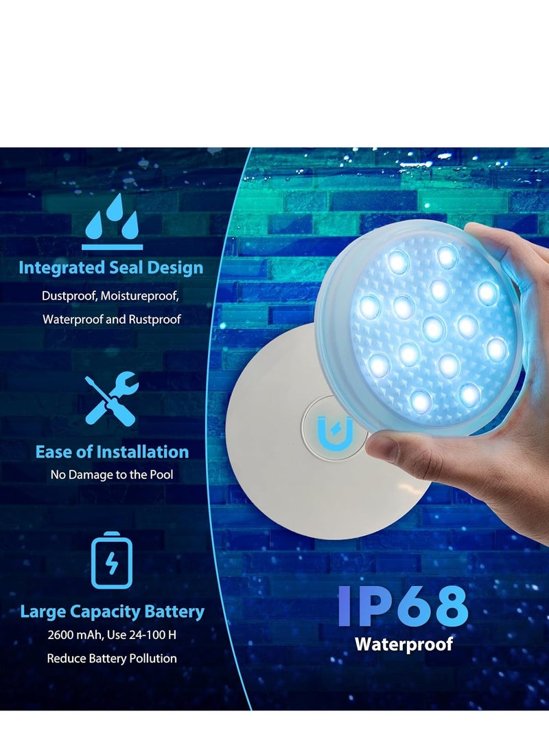 KASTWAVE - Submersible LED Lights, IP68 Waterproof Pool Light with Suction Cup, Remote, 16 Colors Changing Rechargeable Underwater Lights for Pool, Hot Tub, Aquarium, Pond, Party, Vase, 2 Pcs - Image 1