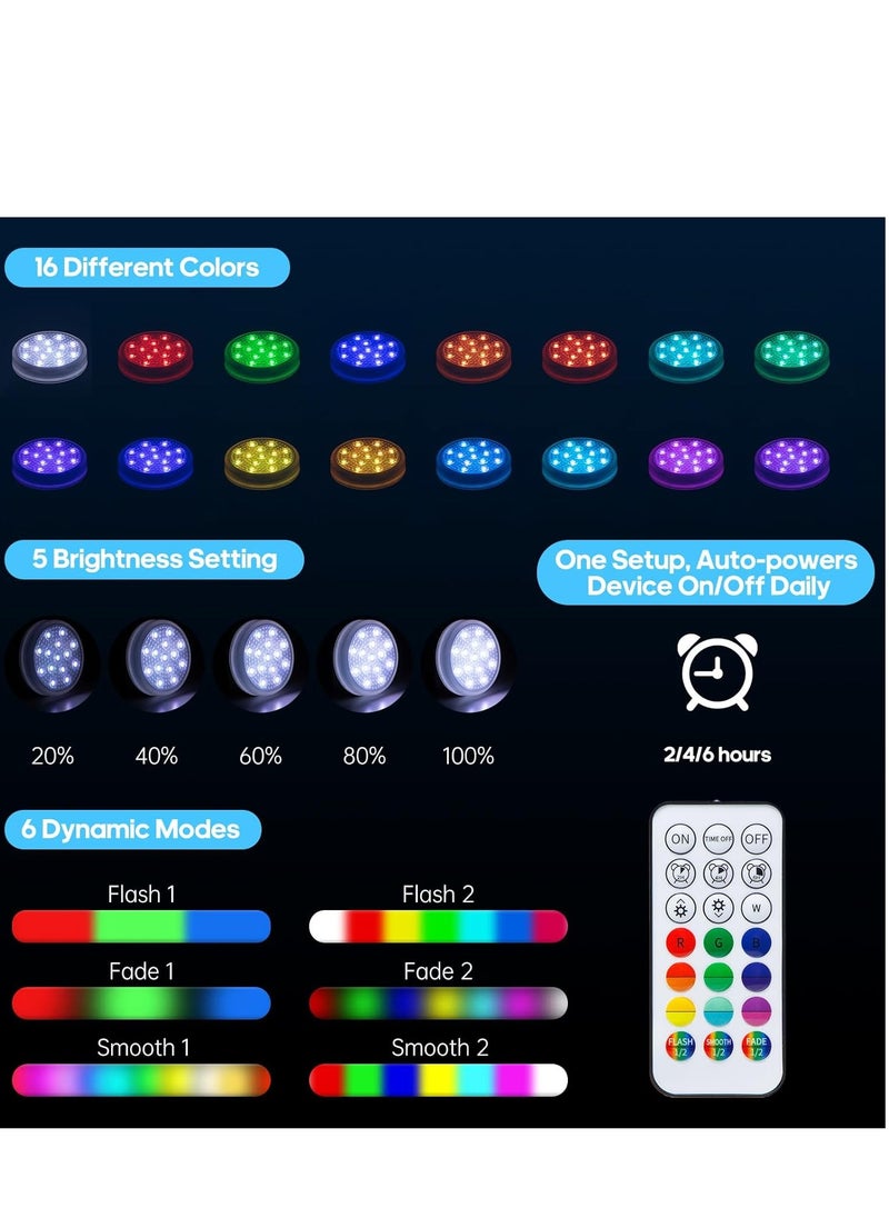 KASTWAVE - Submersible LED Lights, IP68 Waterproof Pool Light with Suction Cup, Remote, 16 Colors Changing Rechargeable Underwater Lights for Pool, Hot Tub, Aquarium, Pond, Party, Vase, 2 Pcs - Image 1