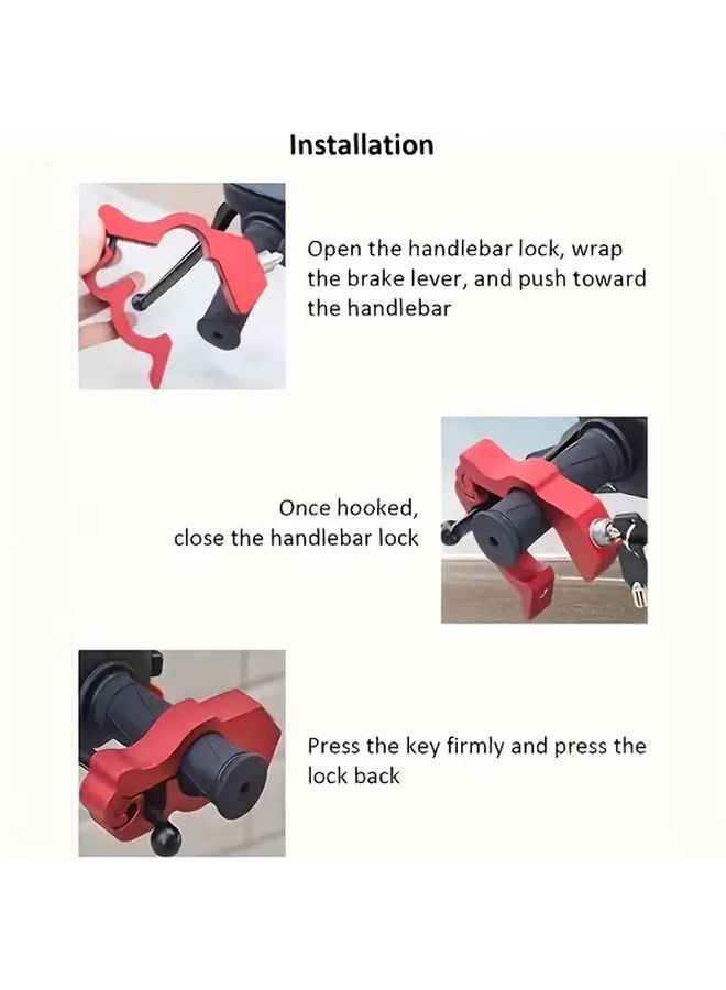 1 Pc Anti Theft Handlebar Throttle Lock Glory Red for Electric Bicycles Motorcycles Scooters With Compact Design Sturdy Material Reliable Mechanism - Image 3