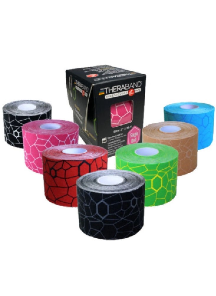 TheraBand - TheraBand Kinesiology Tape Waterproof Physio Tape for Pain Relief Muscle and Joint Support, Standard Roll with Xact Stretch Application Indicators (Red) - Image 1