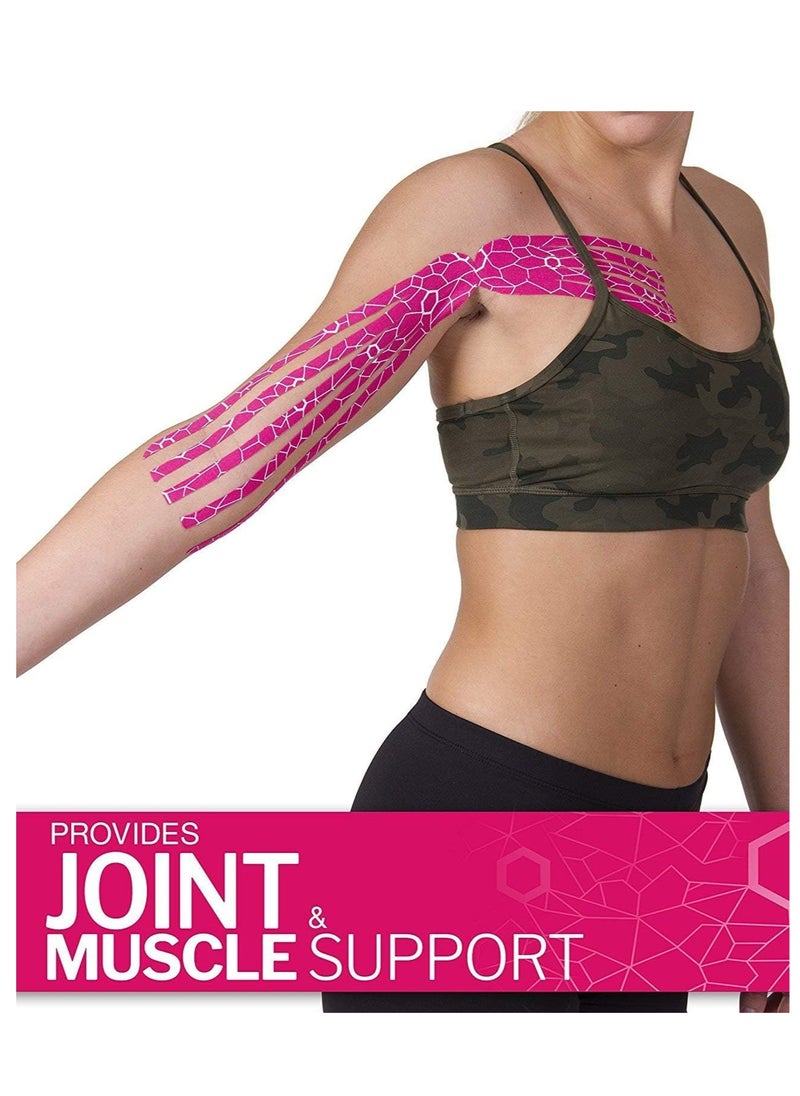 TheraBand - TheraBand Kinesiology Tape Waterproof Physio Tape for Pain Relief Muscle and Joint Support, Standard Roll with Xact Stretch Application Indicators (Red) - Image 1