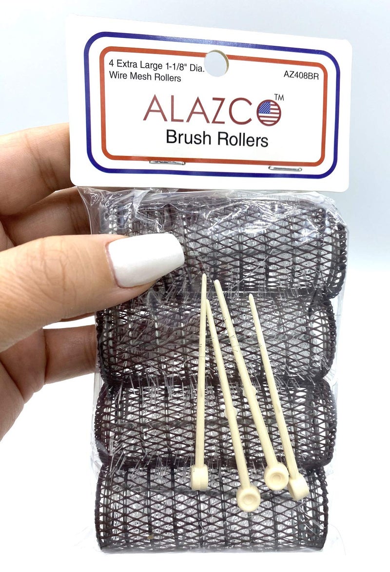 ALAZCO 8 pc Vintage Style Hair Rollers XLarge BRUSH ROLLERS & 8 PINS (8 XL Rollers) - Image 3