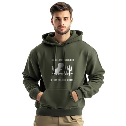 NOBERO Men's Cotton Blend Neck Hooded Regular Fit Sweatshirt (1M-TWHO-C0218_Olive Green_2XL) - Image 1
