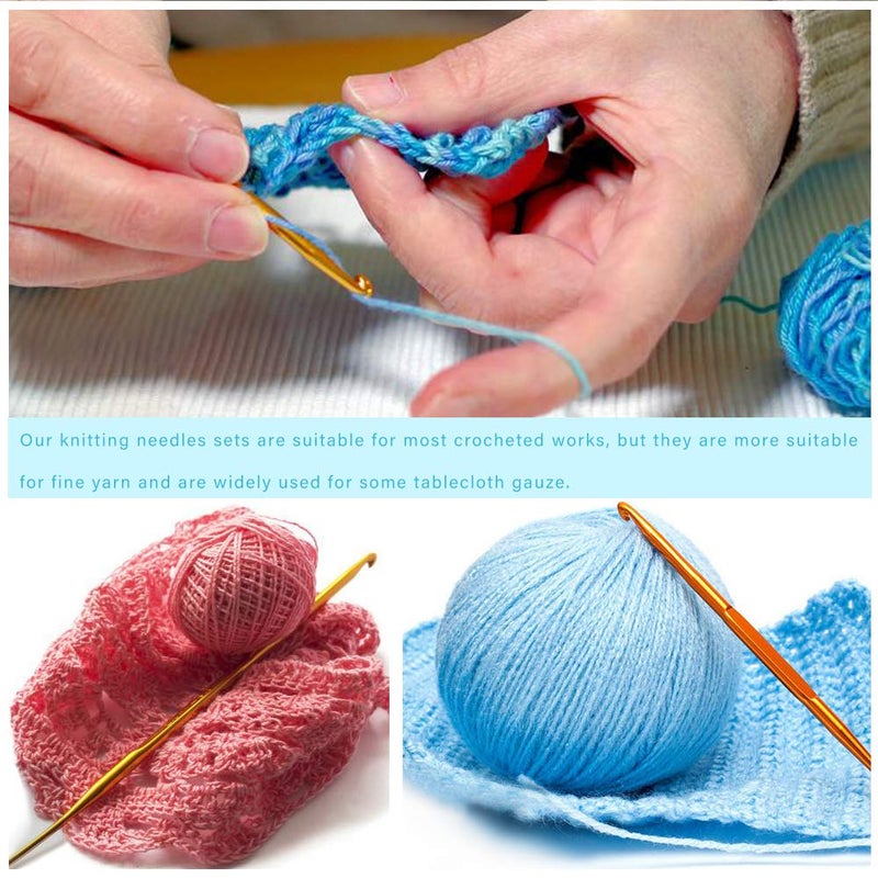 LOKUNN 40 Pcs Double End Crochet Hook Set, Include 10 Pcs Golden Aluminum Crochet Needles, 10 PCS Knitting Crochet Markers Ring, 20 PCS Knitting Stitch Markers for Craft DIY - Image 5