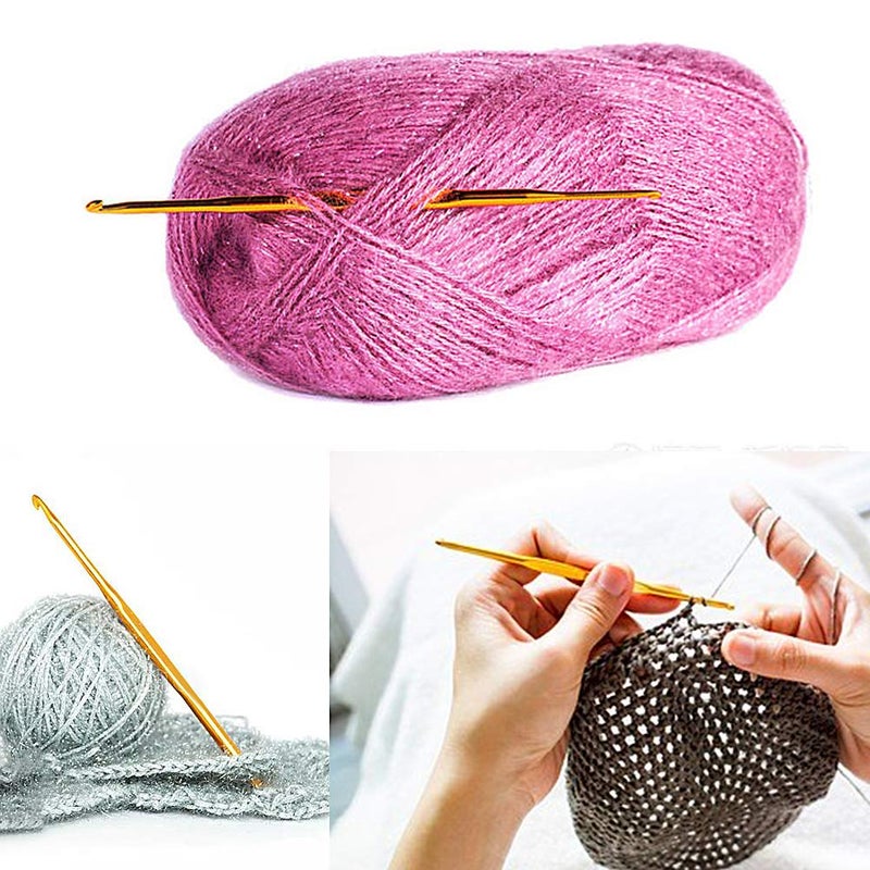 LOKUNN 40 Pcs Double End Crochet Hook Set, Include 10 Pcs Golden Aluminum Crochet Needles, 10 PCS Knitting Crochet Markers Ring, 20 PCS Knitting Stitch Markers for Craft DIY - Image 3