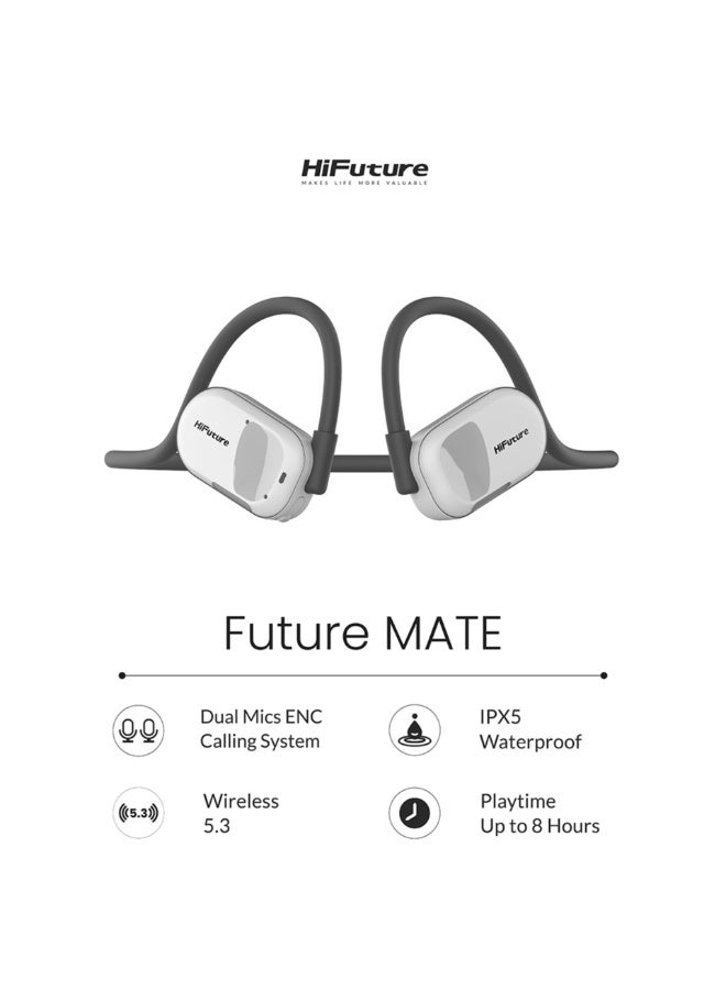 HiFuture Mate Open-Ear Comfort Headphone | 2 Mics ENC | Clear Calling System | Lightweight & Secure Fit White - Image 5