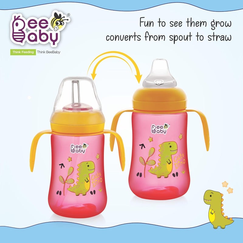 Beebaby كوب شرب للأطفال 2 في 1 مع فوهة وشفاطة، قابل للتبديل، مقاوم للتسرب، سهل الحمل للأطفال الصغار. خالي من BPA بنسبة 100%. (وردي، 240 مل) - Image 2