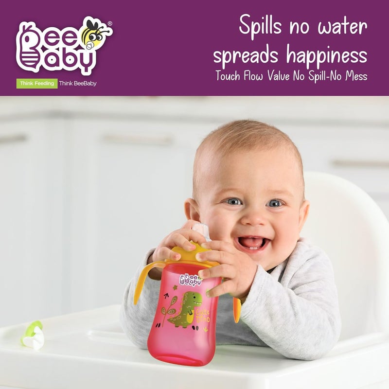Beebaby كوب شرب للأطفال 2 في 1 مع فوهة وشفاطة، قابل للتبديل، مقاوم للتسرب، سهل الحمل للأطفال الصغار. خالي من BPA بنسبة 100%. (وردي، 240 مل) - Image 5