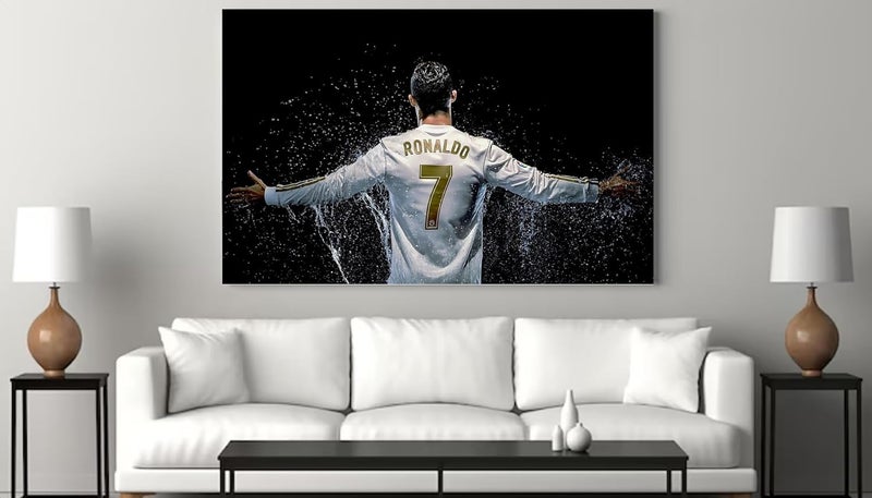 ARS Framed Canvas Abstract Painting Print of Cristiano Ronaldo Real Madrid Canvas Wall Art - 1 Pcs, for Office Living Room Bedroom Gifting - Image 1