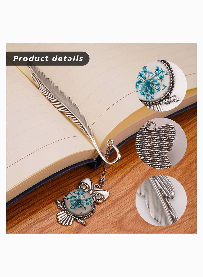 SYOSI Bookmark Metal Retro Feather Owl Luminous Mark Friend Funny Glow in The Dark Cute Women Men Unique Pretty Separator Book Lovers Girls Kids Adults Gift - Image 2