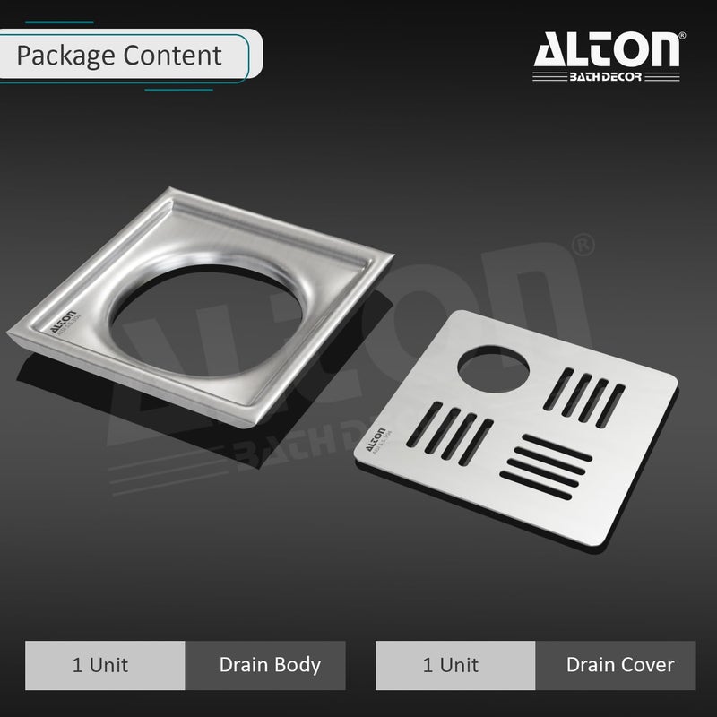 ALTON ALD1001, SS-304 Grade, 6x6 INCH Cut, Bathroom Grating Square Floor Drain Jali, Matte - Image 4