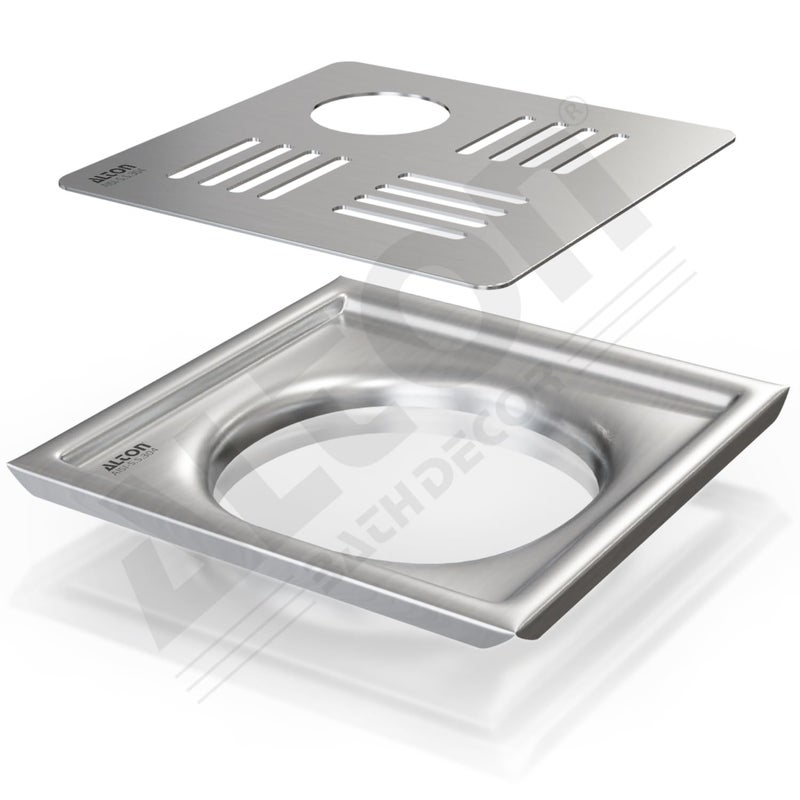 ALTON ALD1001, SS-304 Grade, 6x6 INCH Cut, Bathroom Grating Square Floor Drain Jali, Matte - Image 1