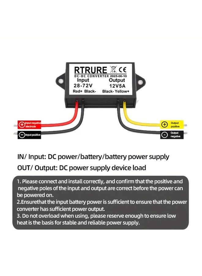 RT 28721205 DC Power Converter 60W 5A Wide Voltage 28 72V Input 12V Output - Image 5