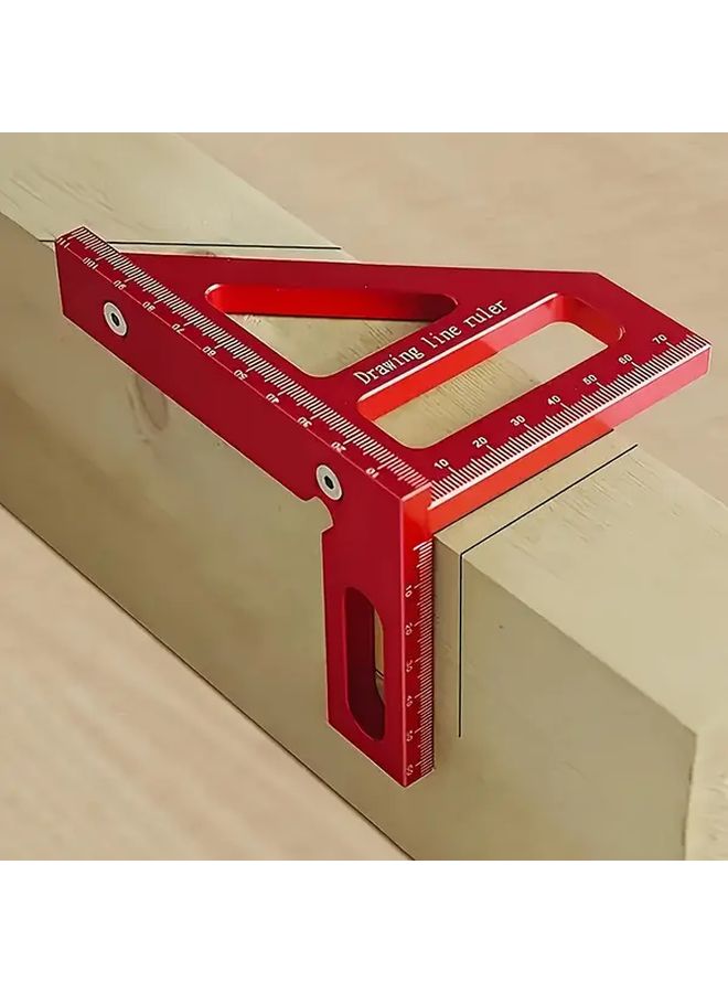 Red Aluminum Alloy Square Angle Ruler High Precision Multi Angle Measuring Tool - Image 2