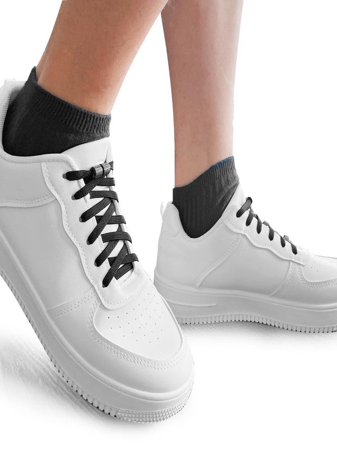 MOCATH 2 Pairs Elastic Shoe Laces for Adults & Kids No Tie Shoelaces for Sneakers Stretch Tieless Flat Shoes Strings, White, 39"(100cm） - Image 4