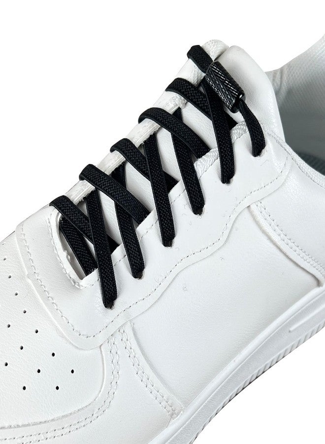 MOCATH 2 Pairs Elastic Shoe Laces for Adults & Kids No Tie Shoelaces for Sneakers Stretch Tieless Flat Shoes Strings, White, 39"(100cm） - Image 1